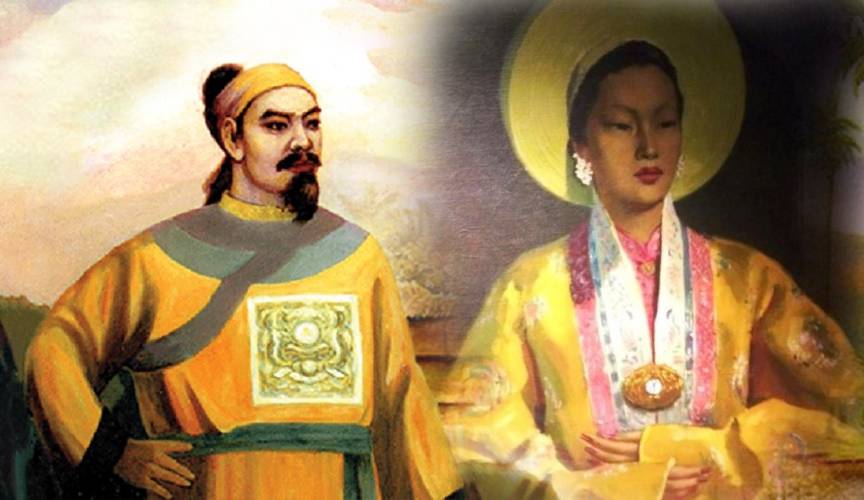 Tranh vẽ minh họa vua Lê Thái Tổ và người vợ thứ 3 của ông - bà Phạm Thị Ngọc Trần