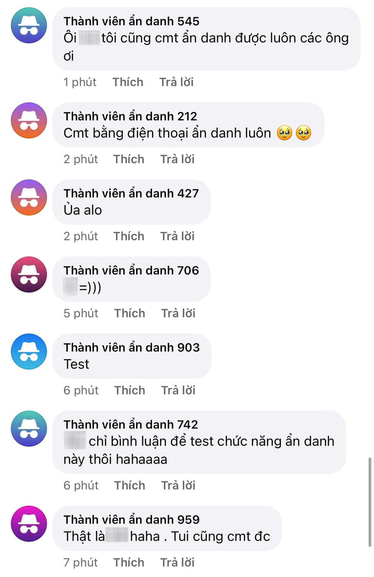 Nếu lựa chọn tính năng 'bình luận ẩn danh' thì bình luận của người dùng sẽ được hiển thị dưới tên 'Thành viên ẩn danh' kèm theo số thứ tự