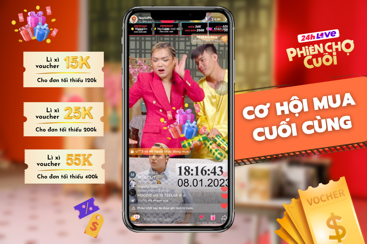 Cơ hội bùng nổ cho 2 tiếng cuối cùng chốt đơn siêu hời - 24 Live Phiên Chợ Cuối tung loạt voucher độc quyền siêu sốc - ảnh 1