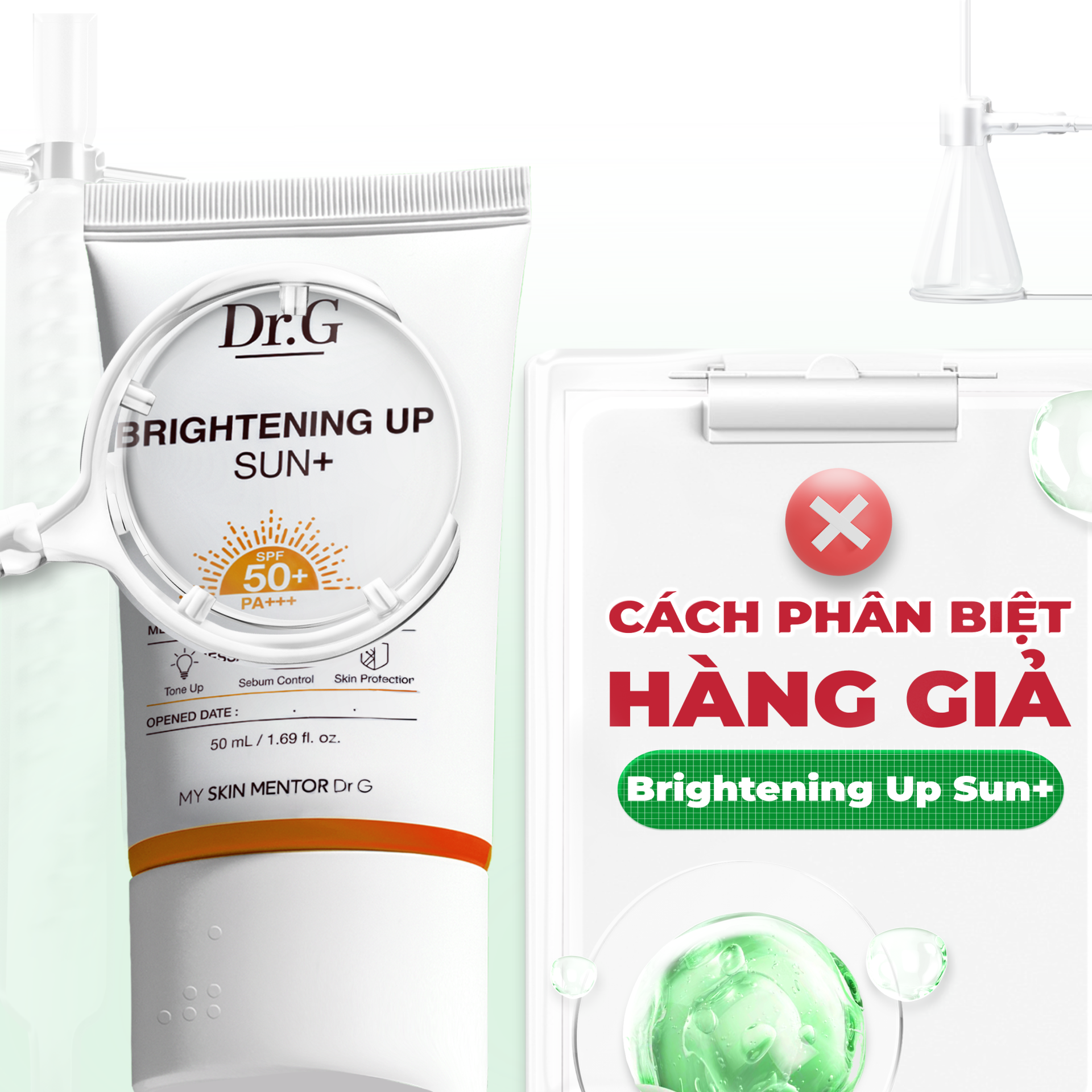 Phân biệt hàng thật - giả kem chống nắng Dr.G Brightening Up Sun+ với 5 điểm dễ nhận biết nhất - ảnh 1