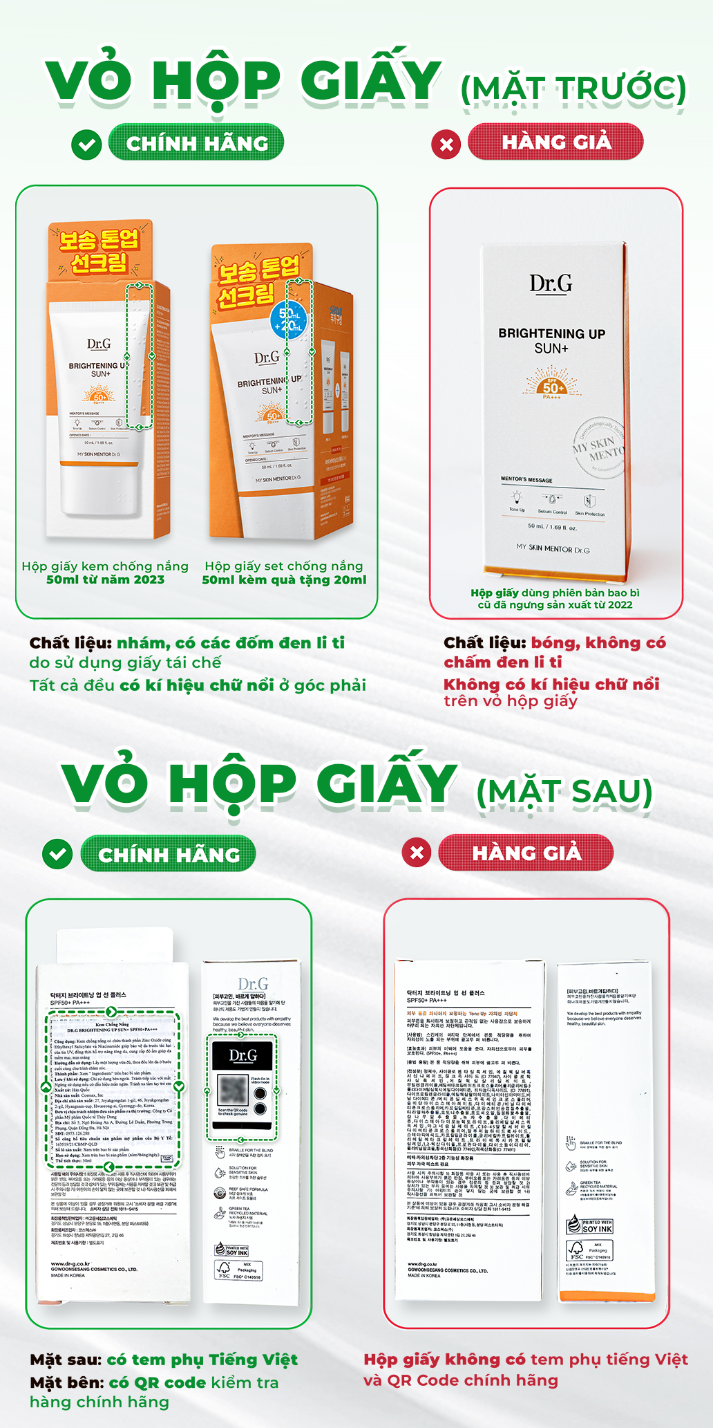 Phân biệt hàng thật - giả kem chống nắng Dr.G Brightening Up Sun+ với 5 điểm dễ nhận biết nhất - ảnh 2