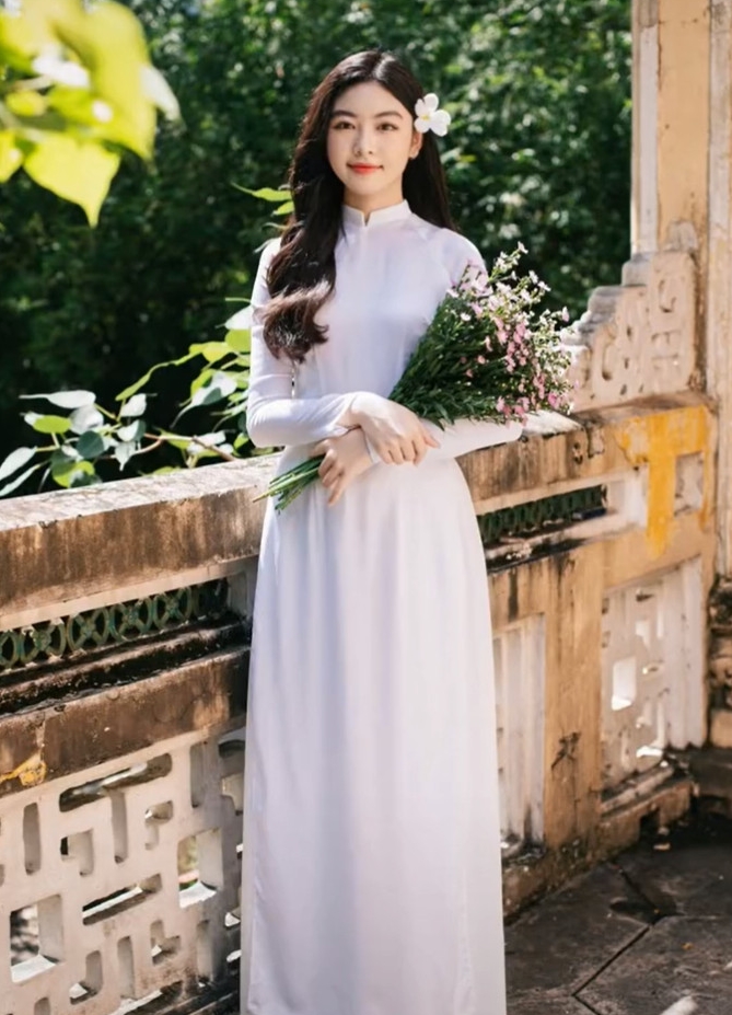 Nhan sắc trong trẻo tựa 'nữ thần' của Lọ Lem con gái MC Quyền Linh trong tà áo dài trắng - ảnh 5