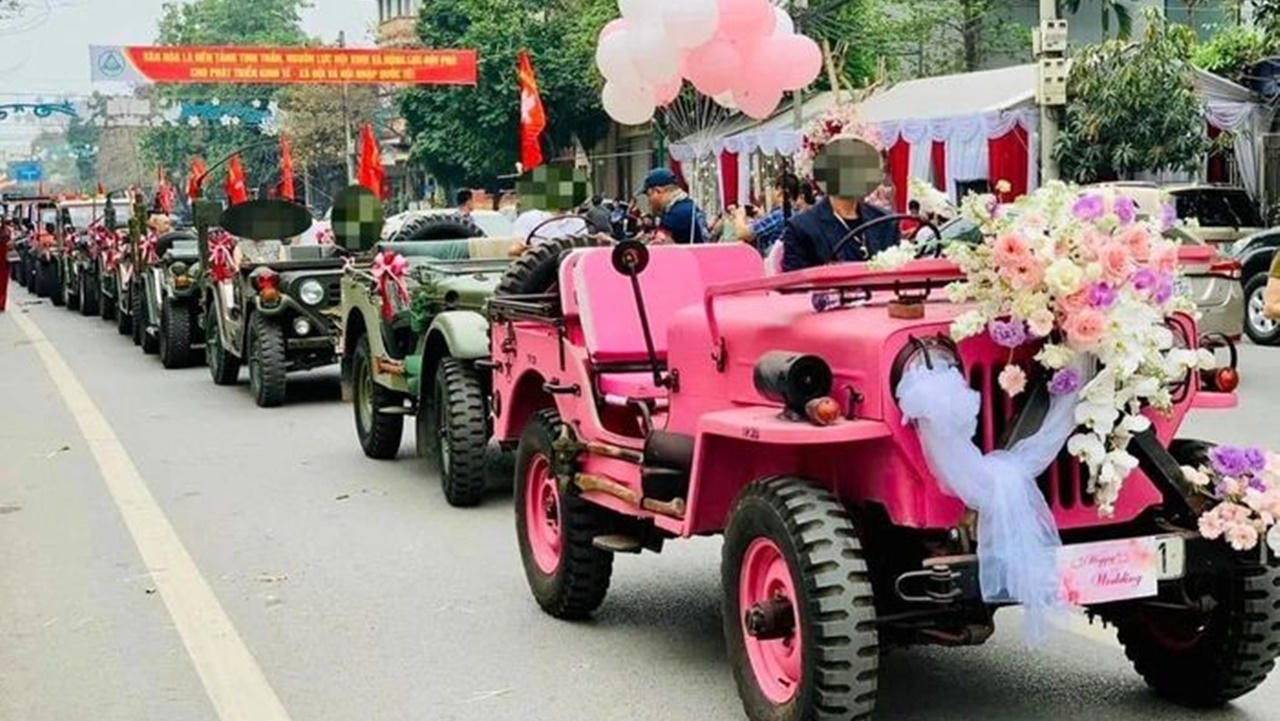 Đoàn xe Jeep cực 'khủng' rước dâu ở TP Thái Nguyên đã bị tạm giam 6 xe - ảnh 1