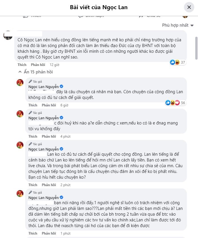 Ngọc Lan bức xúc đáp trả trước những bình luận chỉ trích của netizen.
