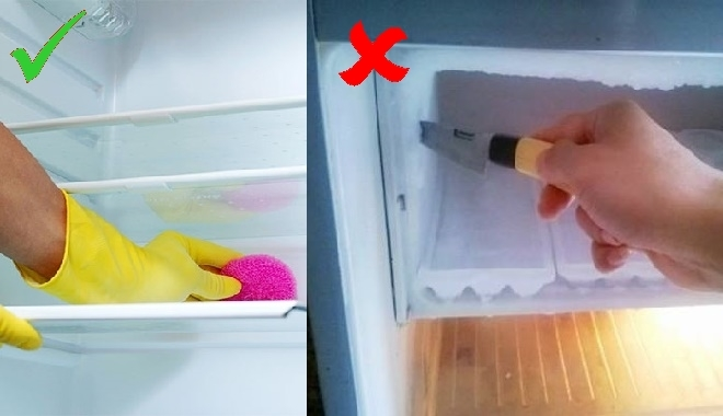 Tuyệt đối không nên dùng vật nhọn, cứng để làm sạch phần đá đông trong tủ lạnh (ảnh minh họa)