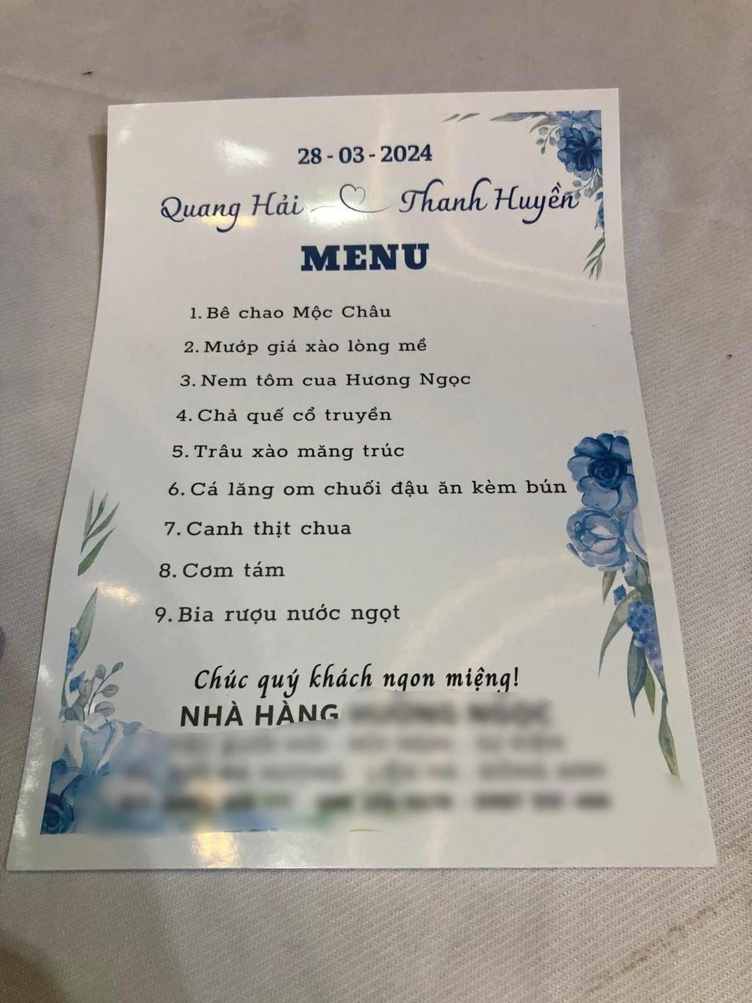 Món 'cơm tám' trong menu đám cưới của Quang Hải là cơm gì? - ảnh 1