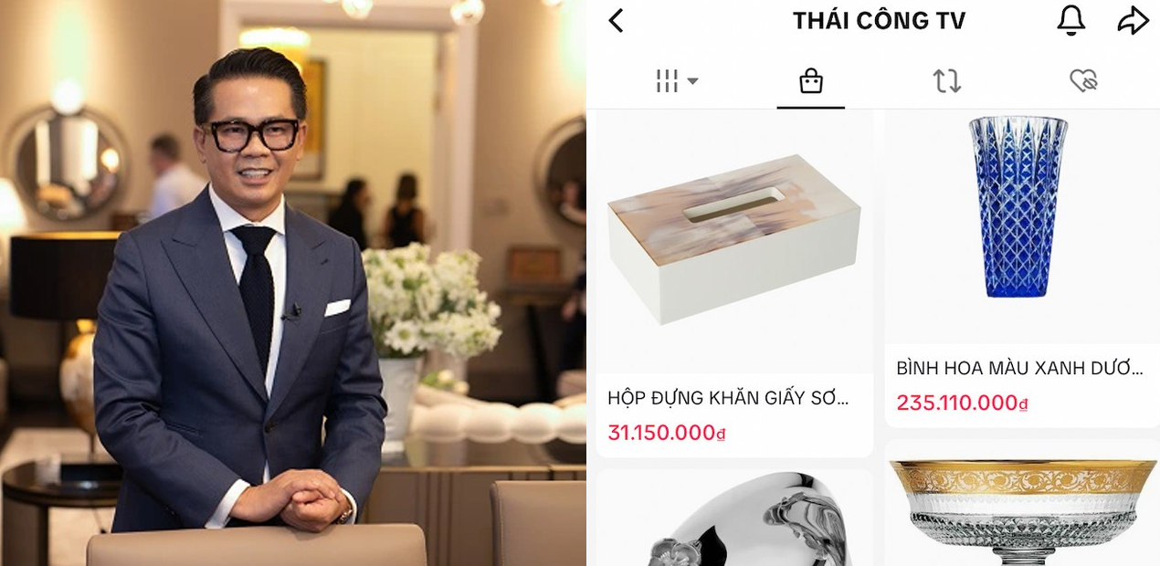 NTK Thái Công bán hộp khăn 31 triệu đồng, bộ ấm trà 134 triệu trên TikTok: Mới bán được 1 hũ nến, bị bùng hàng - ảnh 1
