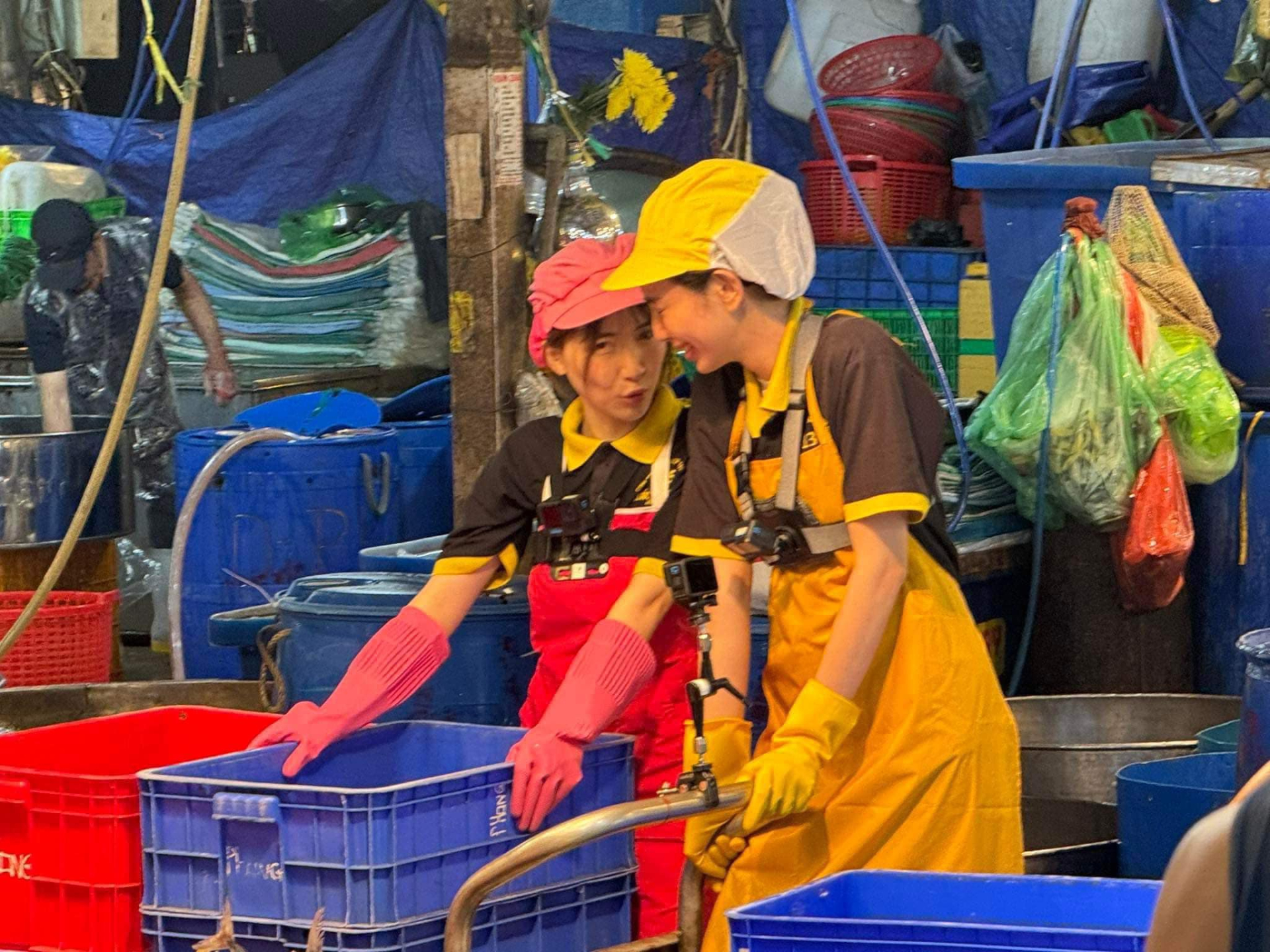 Hoa hậu Thùy Tiên rủ Hòa Minzy bán cá ở chợ Bình Điền - ảnh 3
