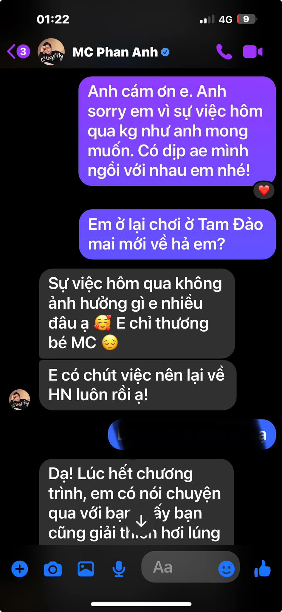 Duy Mạnh công khai tin nhắn, xin lỗi MC Phan Anh sau show ở Tam Đảo - ảnh 1