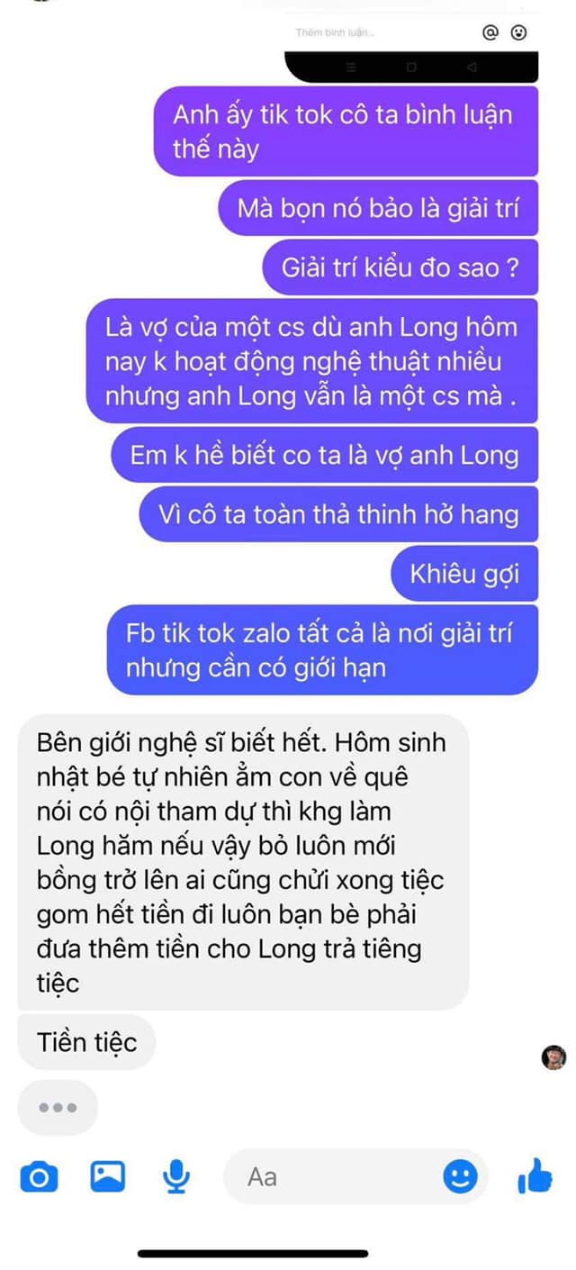 Tin nhắn tố vợ 2 của cố ca sĩ Vân Quang Long sống giả tạo.