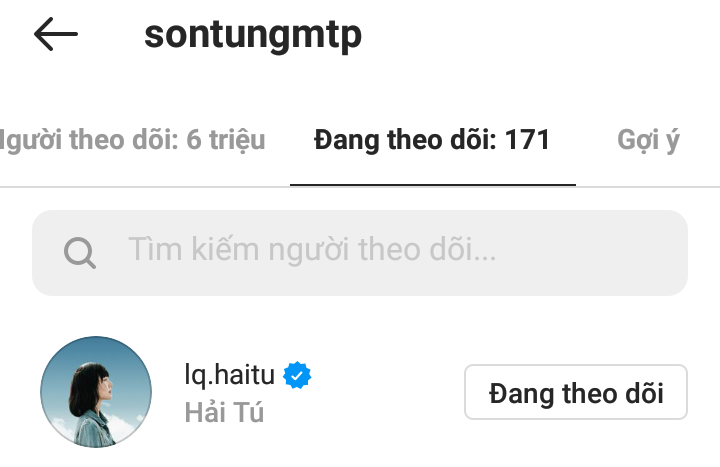 Hải Tú hiện là sao nữ Việt duy nhất Sơn Tùng M-TP follow trên Instagram cá nhân.