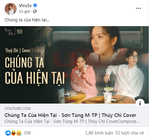 ViruSs chia sẻ lại video Thùy Chi cover 'Chúng ta của hiện tại' giữa ồn ào đạo nhạc của Sơn Tùng M-TP.