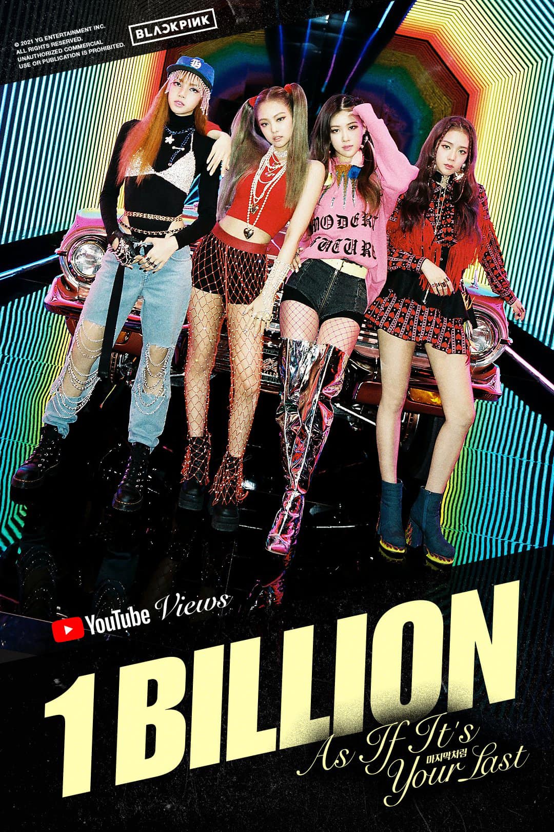 Poster ăn mừng MV  “As If It’s Your Last” của Black Pink đạt 1 tỷ view trên Youtube từ YG Entertainment