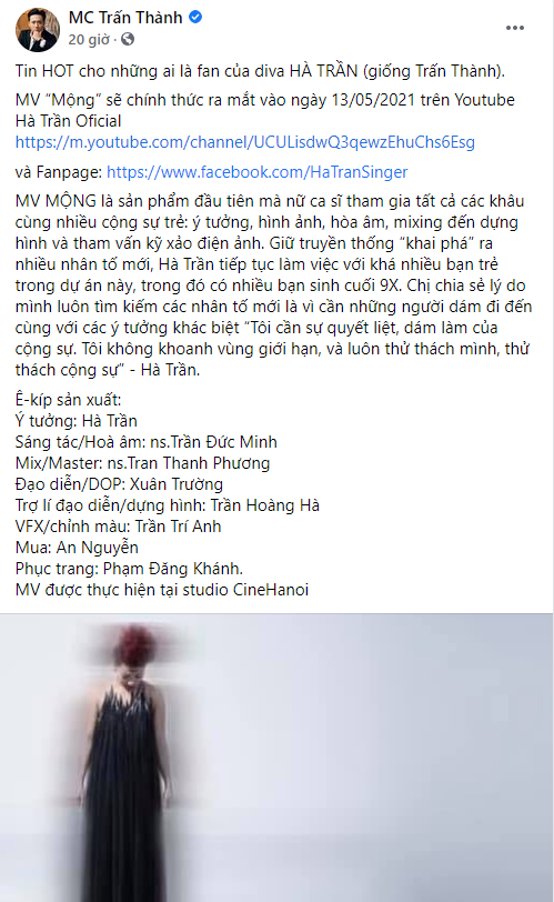 MC Trấn Thành nhiệt tình PR cho sản phẩm âm nhạc mới của đàn chị.