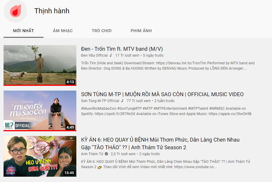 Khán giả thắc mắc việc Đen Vâu vẫn chưa vượt được Sơn Tùng M-TP trên Top Trending Youtube?