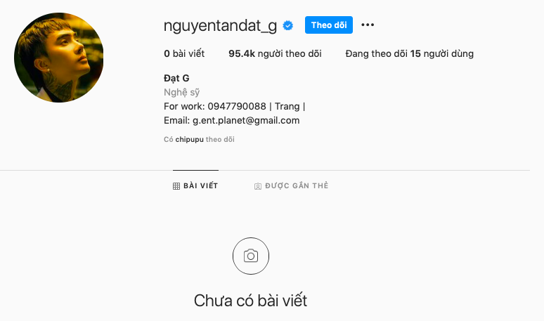 Đạt G bỏ theo dõi Cindy Lư, đồng thời xoá hết ảnh trên Instagram cá nhân