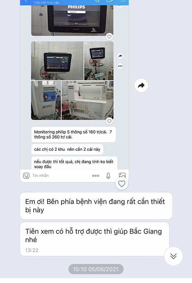 Trước đó, ca sĩ Thuỷ Tiên nhận được lời đề nghị hỗ trợ cho cơ sở y tế tại Bắc Giang
