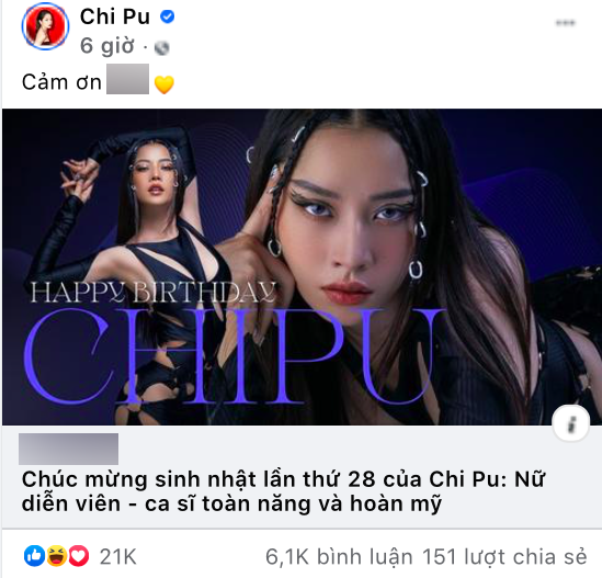 Bài đăng nhân dịp đón tuổi mới của Chi Pu đang nhận về nhiều tương tác