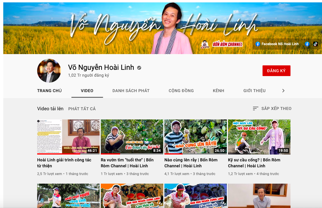 Kênh Youtube của NSUT Hoài Linh được thành lập vào ngày 6/2/2021