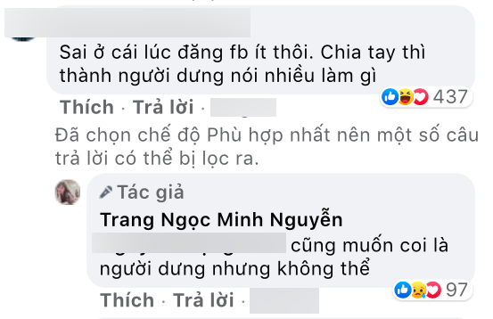 Đăng 7749 status sau ly hôn, Lương Minh Trang bị CĐM mỉa mai: Sao không để qua dịch rồi chia tay?