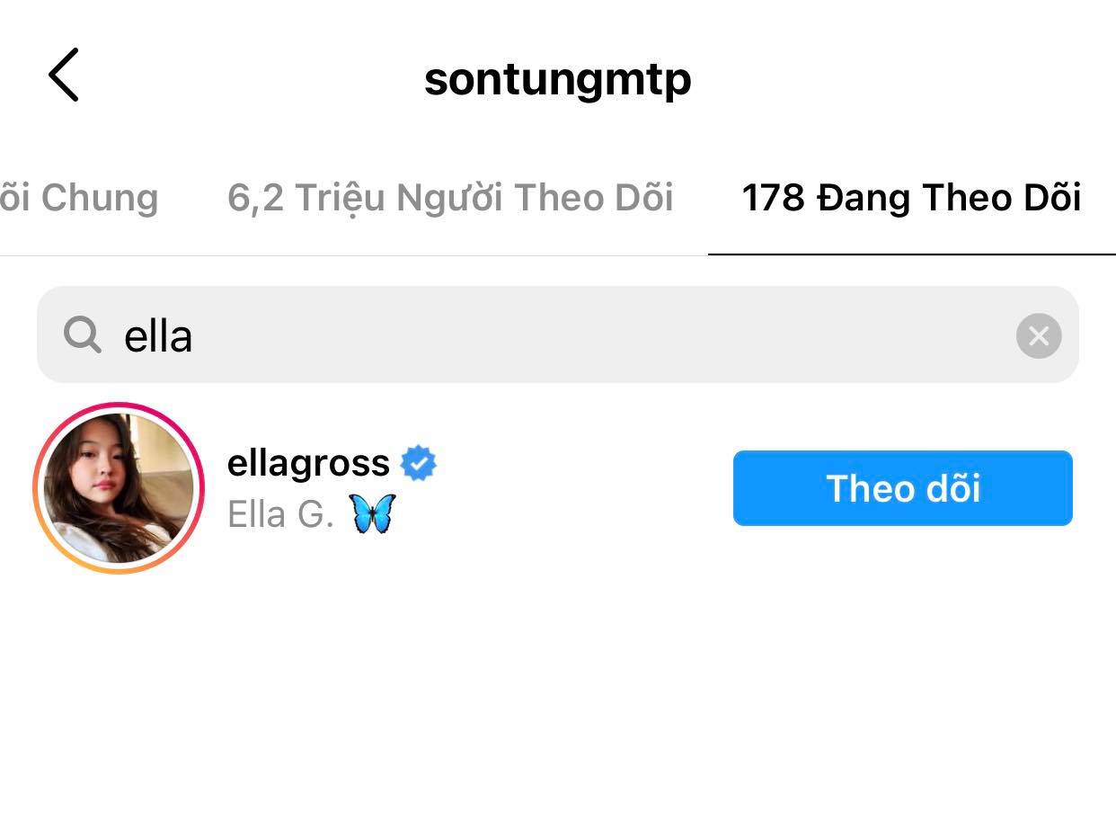 Sơn Tùng M-TP follow Ella Gross trên Instagram