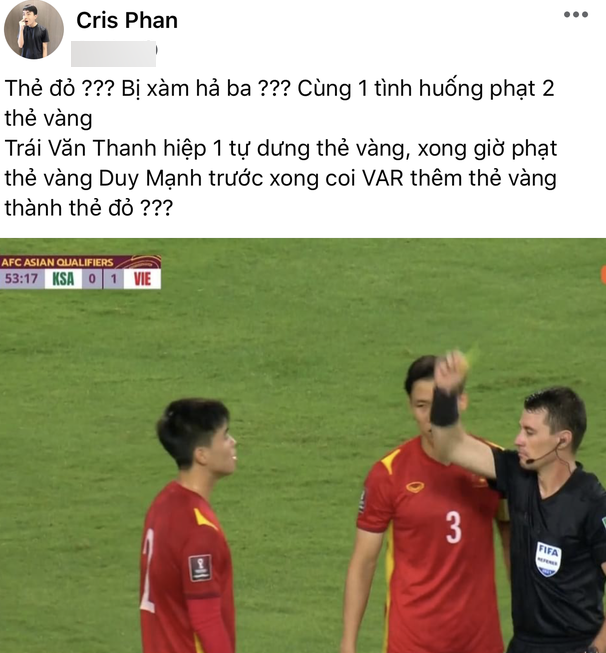 Streamer Game Cris Phan xin lỗi vì có phát ngôn không đúng mực sau trận Việt Nam - Saudi Arabia