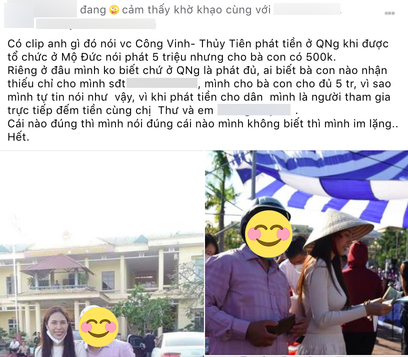Một thành viên trực tiếp tham gia vào quá trình phát tiền cùng Thuỷ Tiên tại Quảng Ngãi lên tiếng