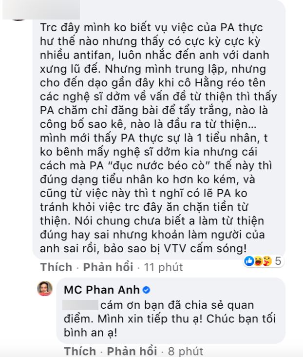 MC Phan Anh trả lời trước ý kiến cho rằng là tiểu nhân, 'đục nước béo cò' để 'tẩy trắng'