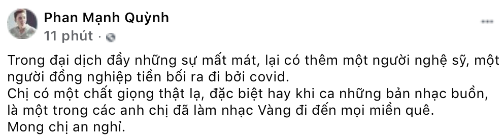 Nghệ sĩ Việt bàng hoàng tiếc thương khi hay tin ca sĩ Phi Nhung qua đời vì Covid-19 - ảnh 10