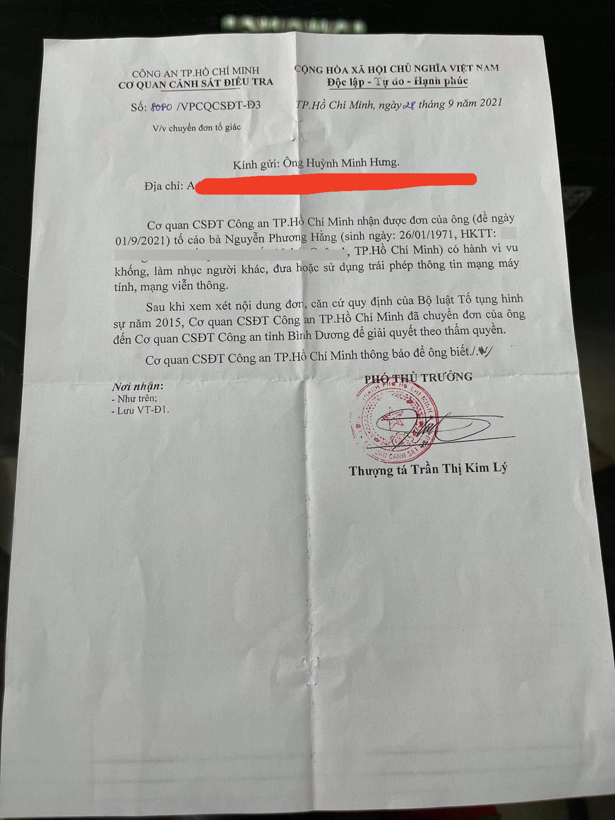 Công an tỉnh Bình Dương tiếp nhận giải quyết đơn kiện bà Phương Hằng của ca sĩ Đàm Vĩnh Hưng