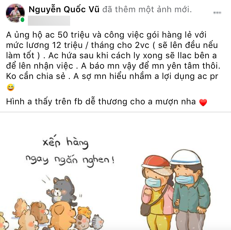 Doanh nhân Nguyễn Quốc Vũ quyết định hỗ trợ tiền và tạo công ăn việc làm cho cặp vợ chồng có 15 chú chó bị tiêu huỷ khi đưa từ Long An về Cà Mau.