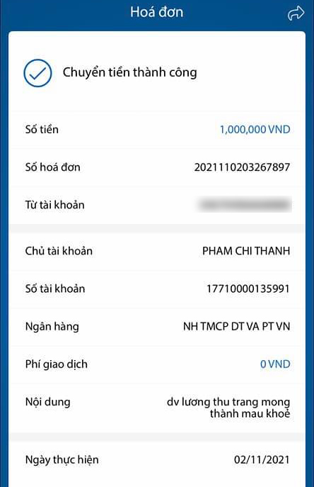 Diễn viên Lương Thu Trang - 1 triệu đồng