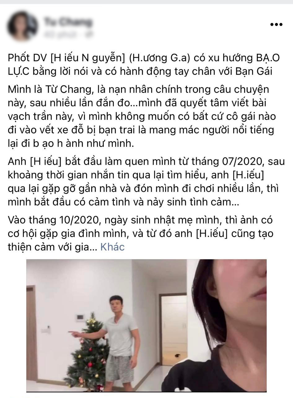 Bài đăng 'bóc phốt' nam diễn viên Hiếu Nguyễn từ cô bạn gái