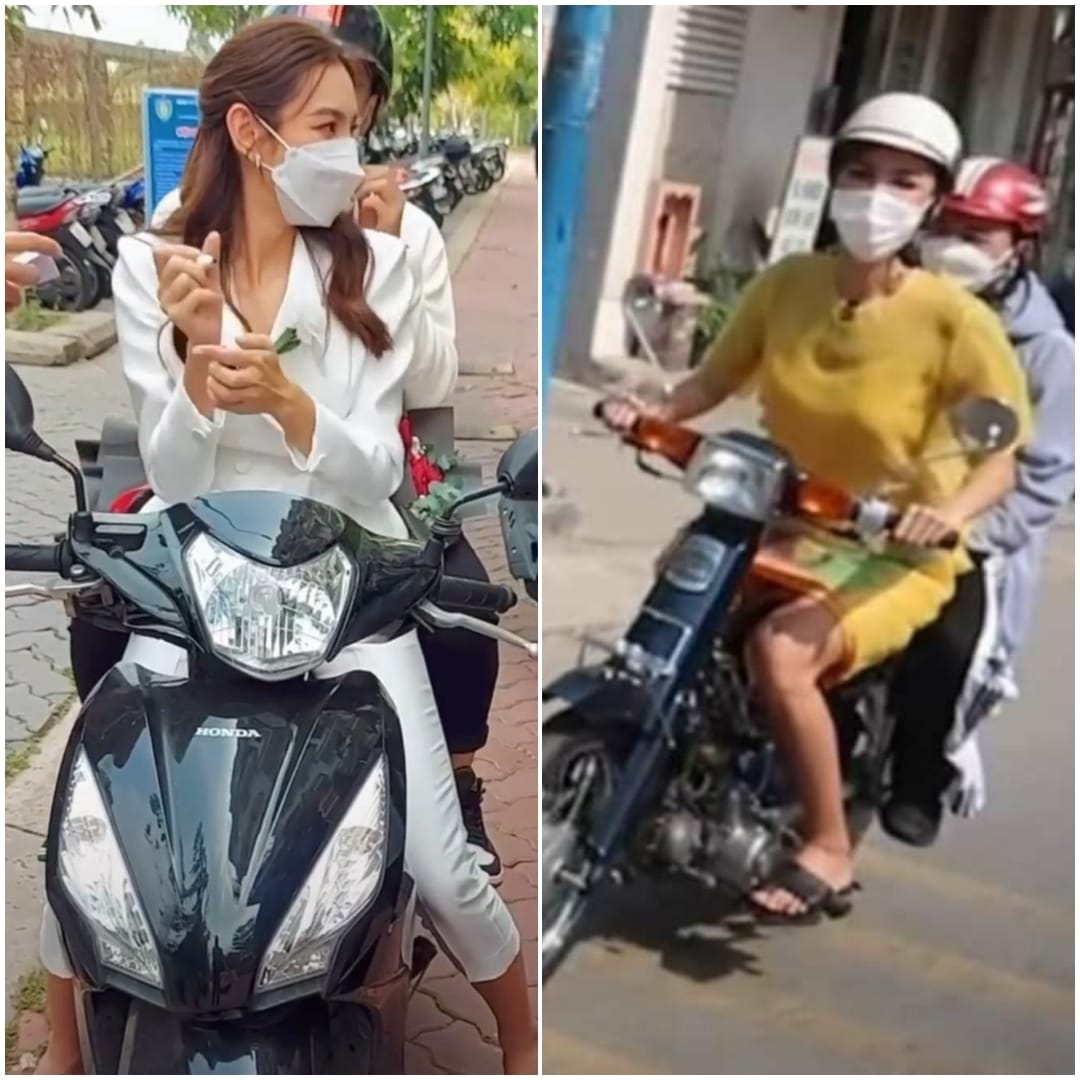 Nhiều người còn hài hước ghép ảnh Thuỳ Tiên và siêu mẫu Minh Tú khi đi xe máy