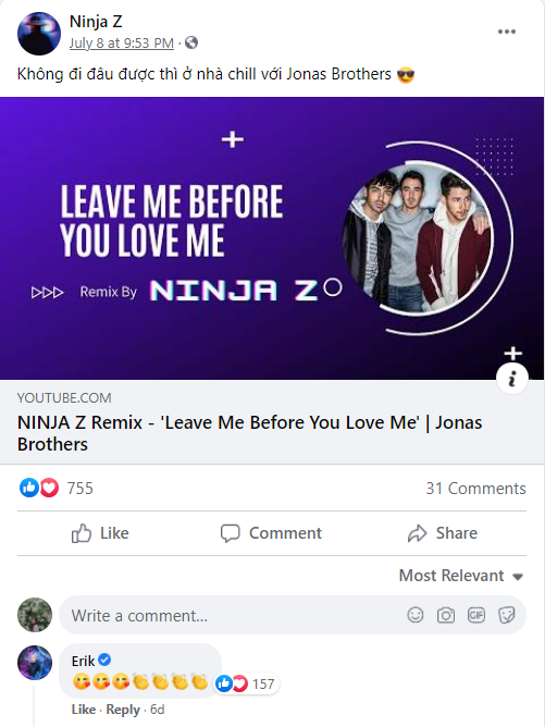Bản remix ca khúc Leave Me Before You Love Me được Ninja Z bất ngờ tung ra