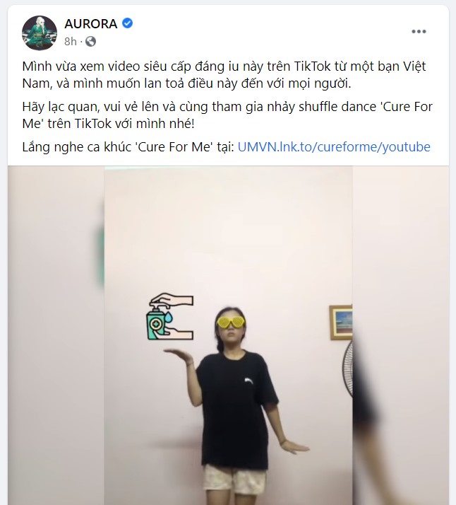 AURORA bất ngờ chia sẻ video của Tiktoker Việt Nam Chi Xê trên trang cá nhân khiến người hâm mộ rần rần