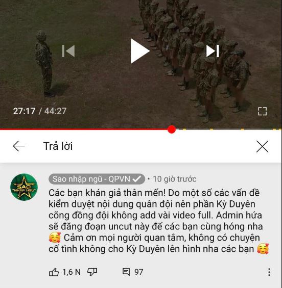 Chương trình 'Sao nhập ngũ' lên tiếng giải thích.