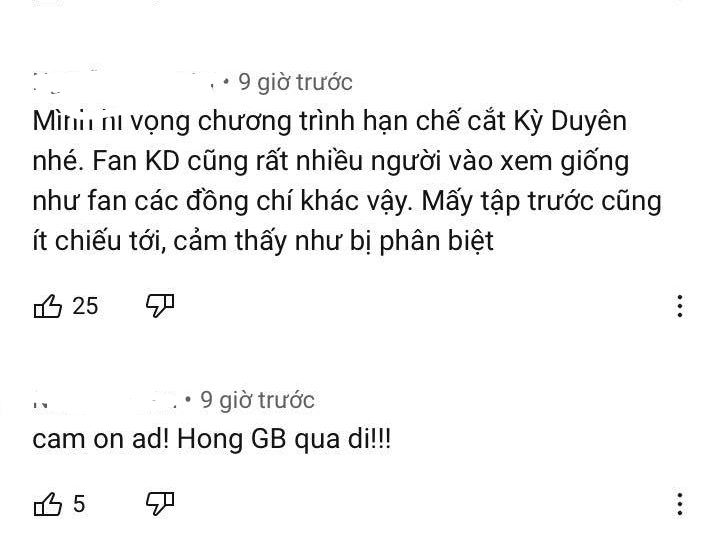 Khán giả thắc mắc khi cảnh của Kỳ Duyên bị cắt.