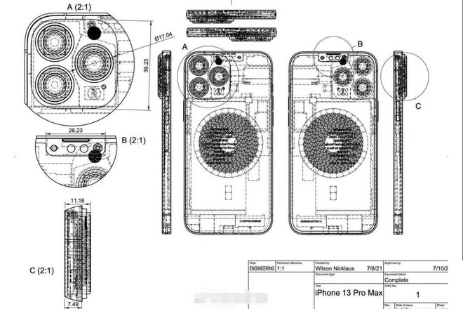  Bản phác thảo thiết kế được cho là của iPhone 13 Pro Max mới.  