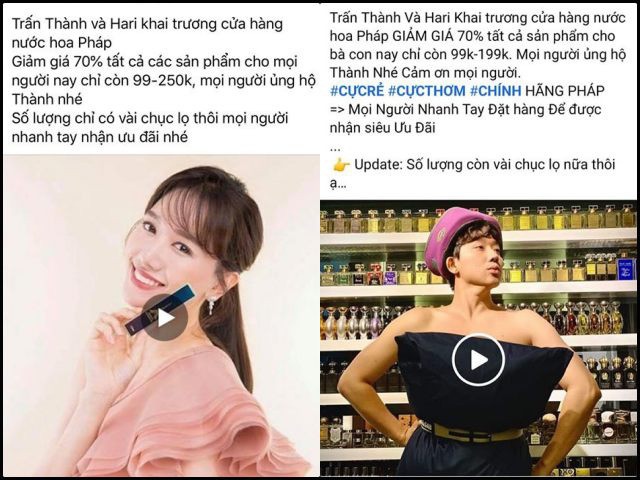 Nhức nhối tình trạng mạo danh nghệ sĩ bán hàng giả, hàng nhái Vợ chồng Trấn Thành Hariwon bị mạo danh bán nước hoa