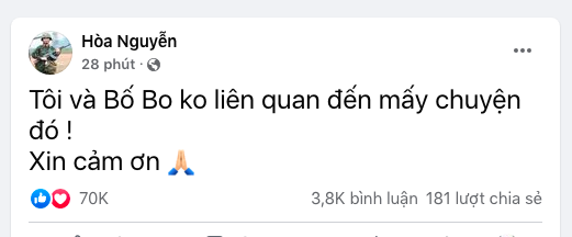 Hoà Minzy bị réo tên vụ ca sĩ bị giật chồng, lập tức lên tiếng: Tôi và bố Bo không liên quan Hoà Minzy bị réo tên vụ ca sĩ bị giật chồng, lập tức lên tiếng: 'Tôi và bố Bo không liên quan' - ảnh 1