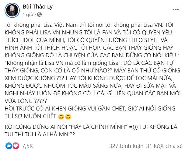 Hot TikToker bức xúc vì liên tục bị gọi là “Lisa Việt Nam”: “Giờ ai nói giống sợ muốn chết”