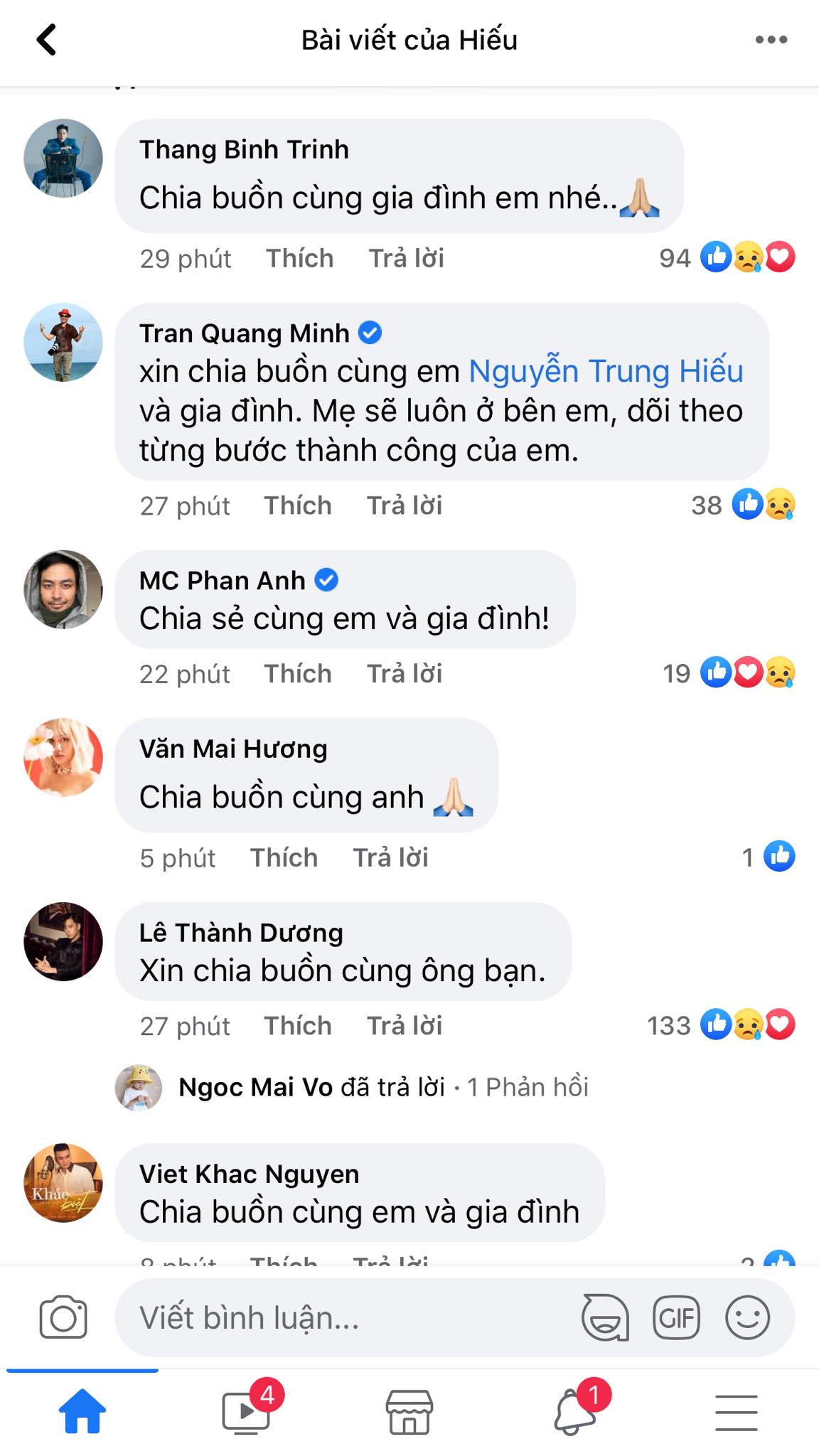 Loạt sao Việt gửi lời chia buồn đến Chi Dân