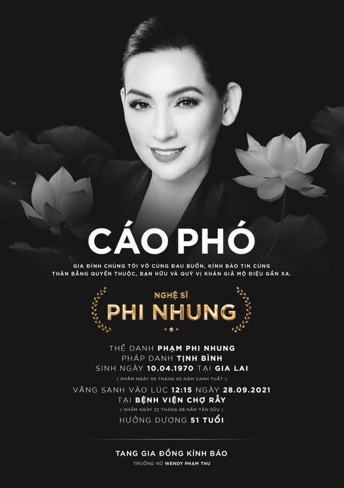 Ngày mai lễ tưởng niệm cố nghệ sĩ Phi Nhung sẽ được diễn ra tại Tu viện Khánh An.