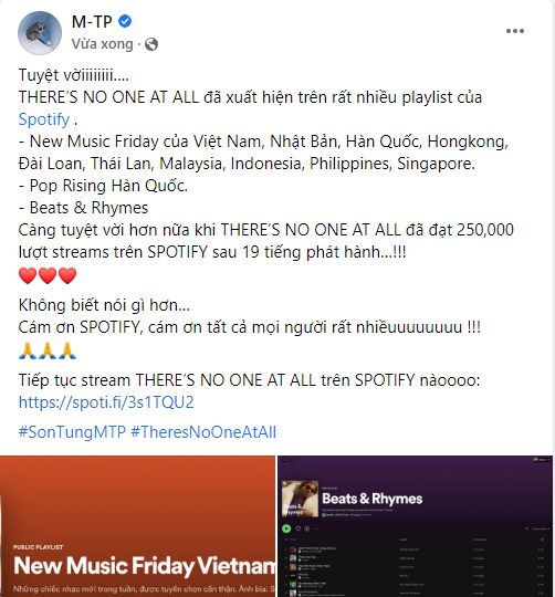 Sơn Tùng M-TP có động thái đầu tiên sau khi ca khúc comeback bị yêu cầu gỡ trên các nền tảng MXH Sơn Tùng M-TP có động thái đầu tiên sau khi ca khúc comeback bị yêu cầu gỡ trên các nền tảng MXH