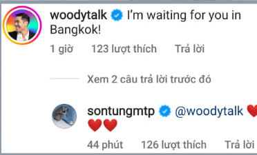 Woody tiết lộ sắp gặp gỡ Sơn Tùng M-TP tại Thái Lan trong thời gian tới.