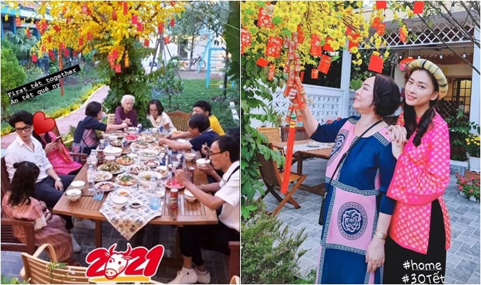 Ngô Thanh Vân và Huy Trần bị fan 'soi' ăn Tết cùng gia đình nhau