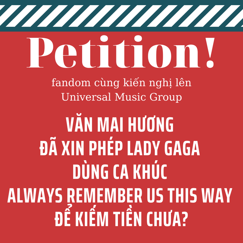 Cộng đồng fan Lady Gaga ở Việt Nam kiến nghị lên Universal Music Group về vấn đề bản quyền của ca khúc 'Always remember us this way'