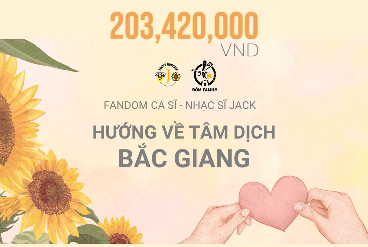Nổi tiếng là fandom thường xuyên làm từ thiện, nhóm fan của Jack (Phương Tuấn) kêu gọi hơn 200 triệu đồng để chung tay đẩy lùi dịch bệnh