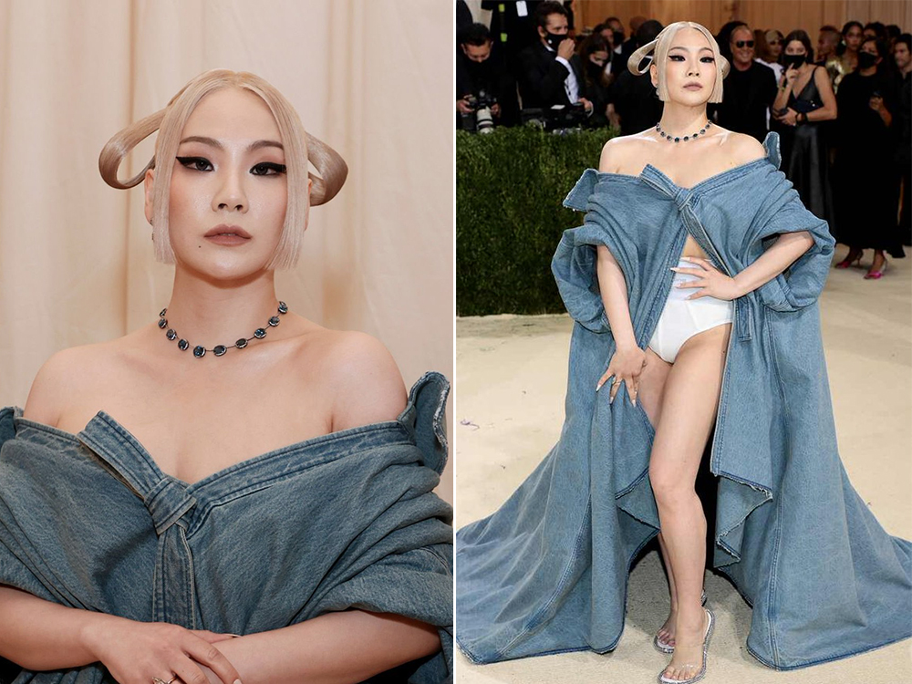 CL 'đánh úp' cực chất với mẫu váy denim từ Alexander Wang tại Met Gala 2021